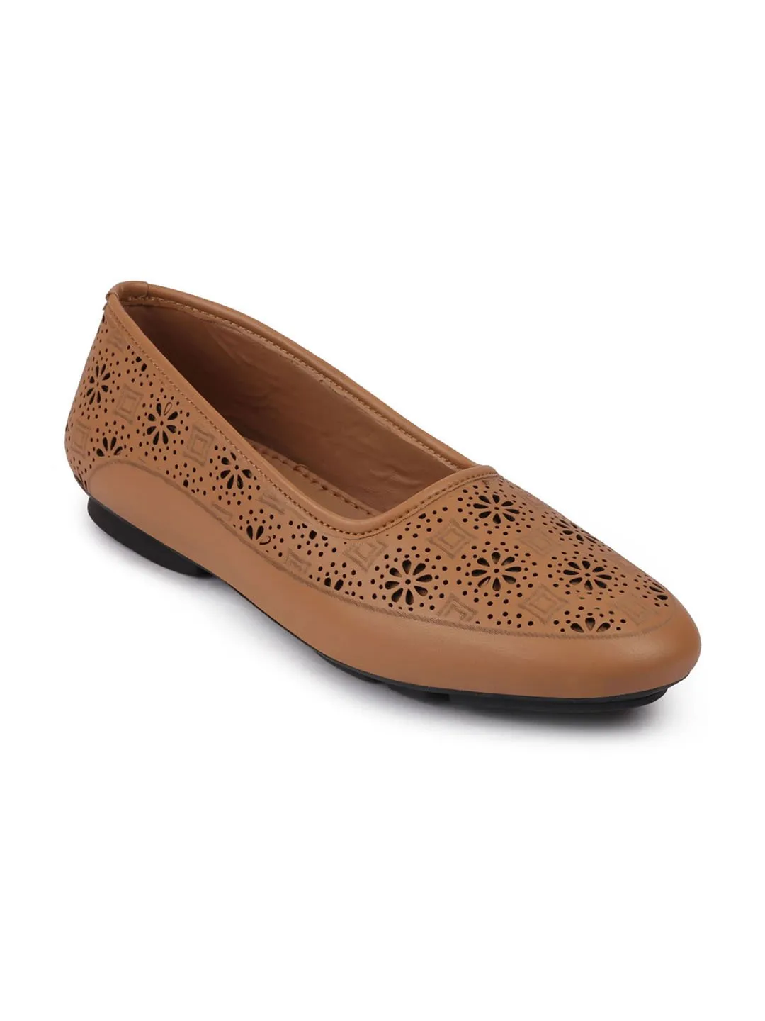 Women Camel Flat Slip On Ballerina