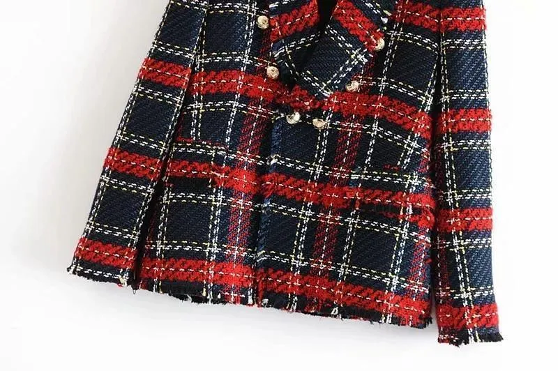 Women Plaid Tweed Blazer Women - Casual - Plaid