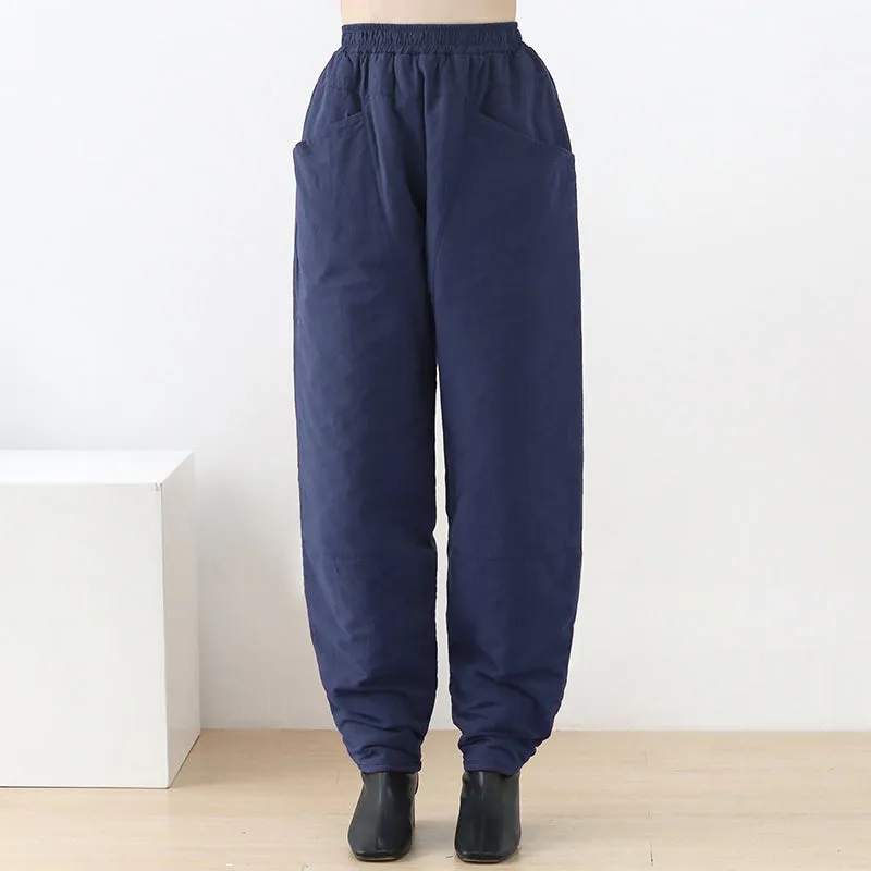 Women Winter Cotton Linen Padding Pants