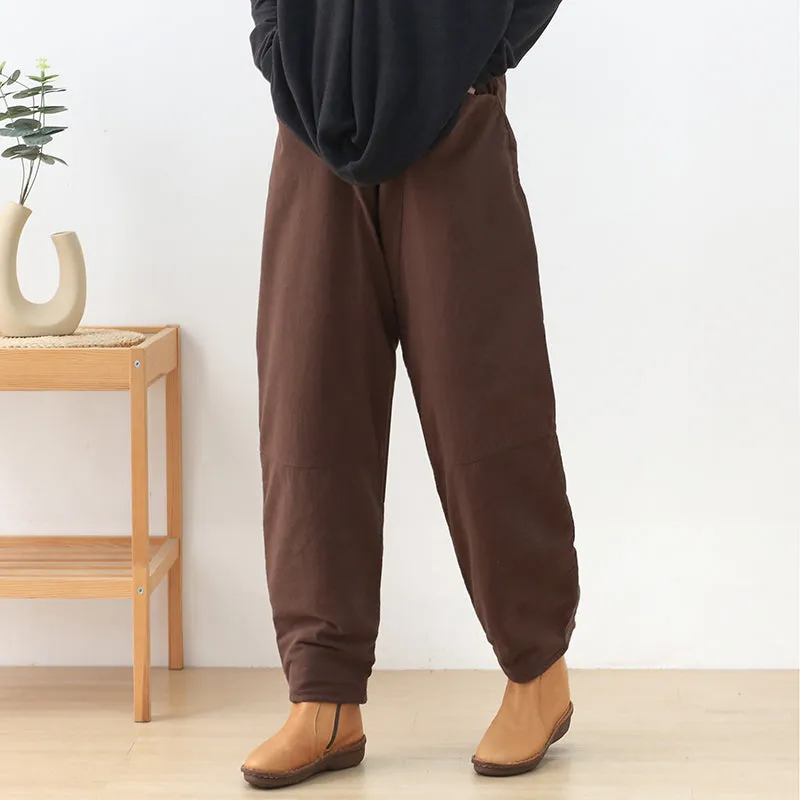 Women Winter Cotton Linen Padding Pants