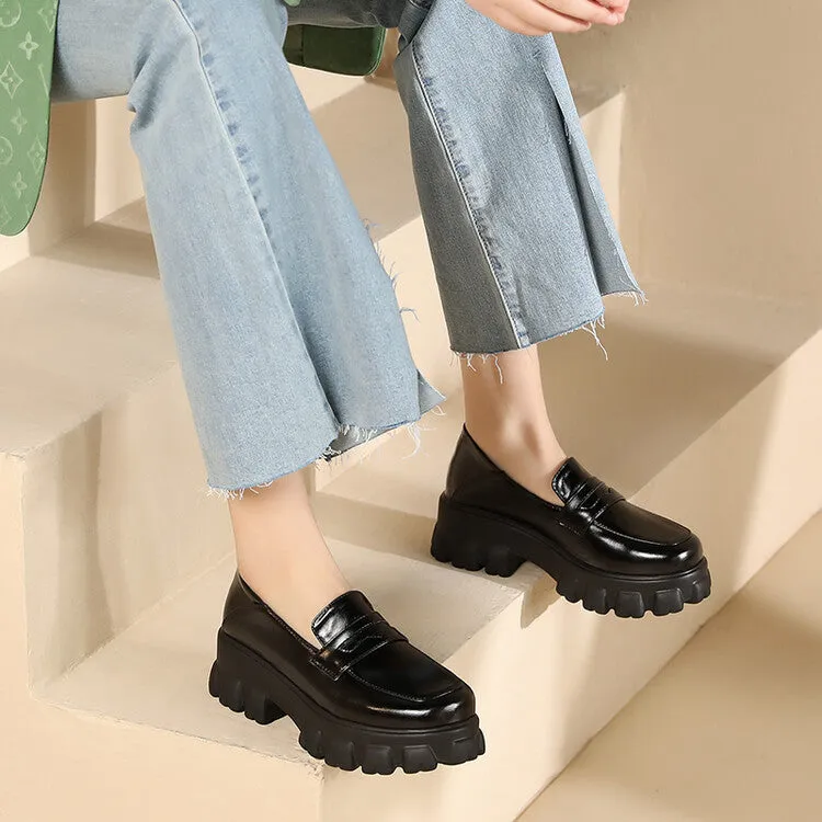 Women's Round Toe Platform Slip-On Loafers