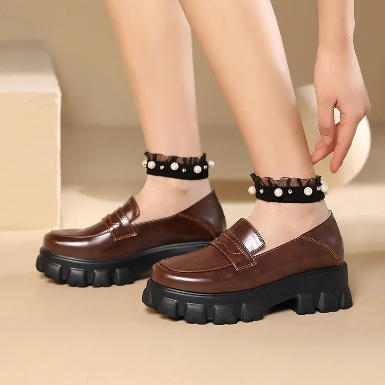 Women's Round Toe Platform Slip-On Loafers