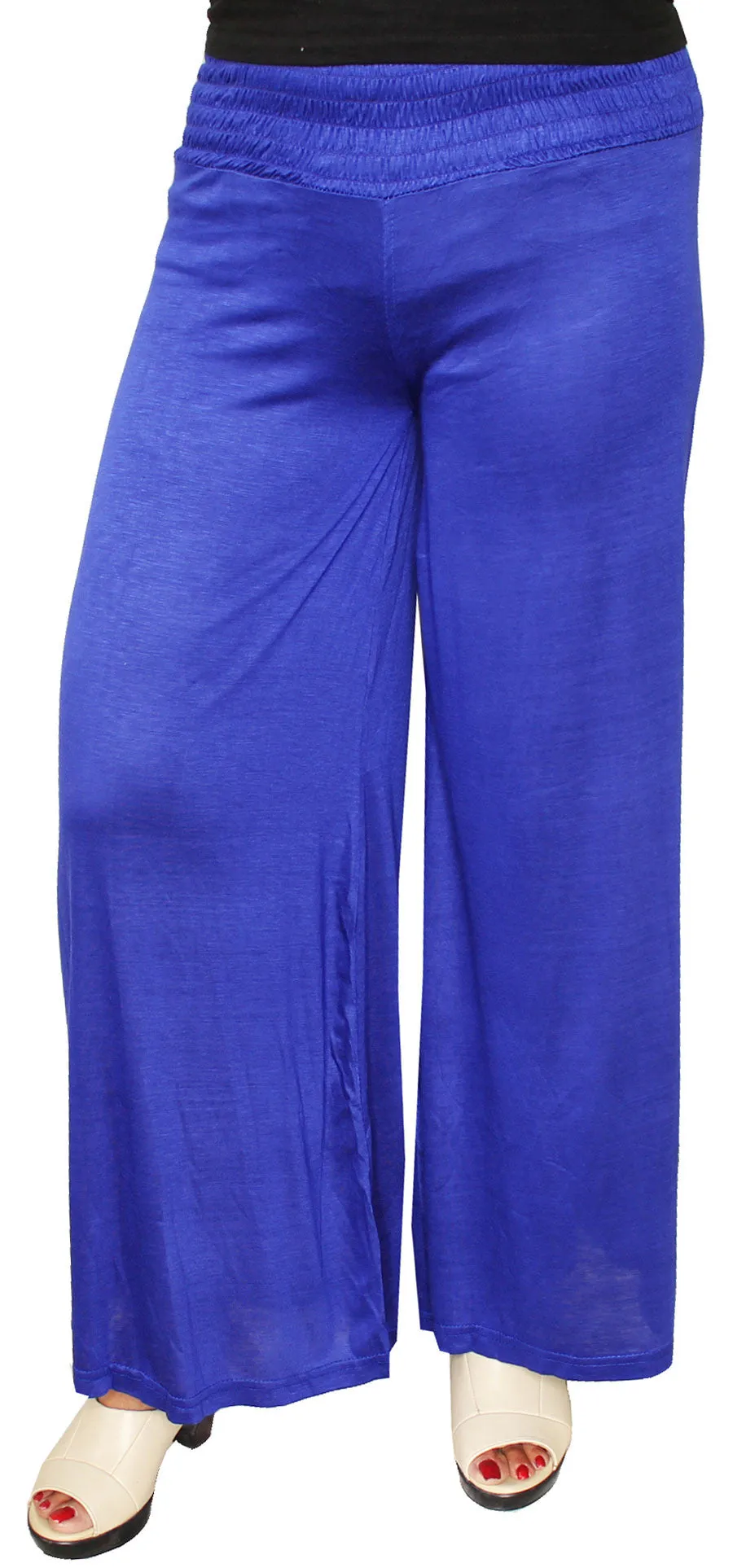 Womens Trousers Wide Leg Palazzo Pants Lycra Indian Clothing Bottom (Blue)