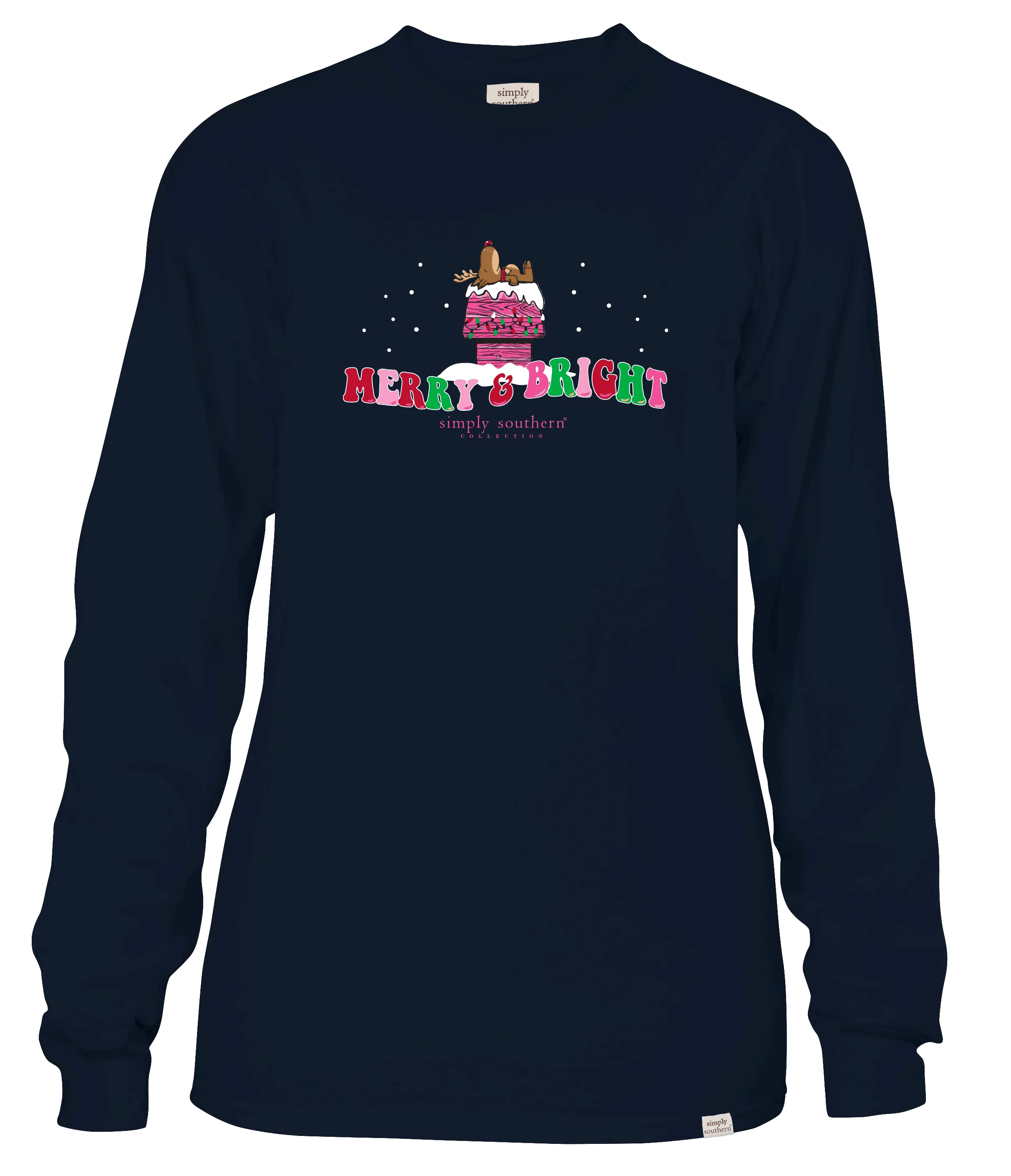 Youth Simply Southern Reindeer on Doghouse 'Stay Merry & Bright' Long Sleeve T-Shirt