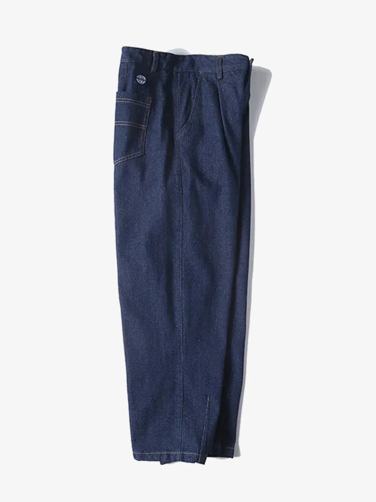 Yuppie Pleated Herringbone Wide Jeans