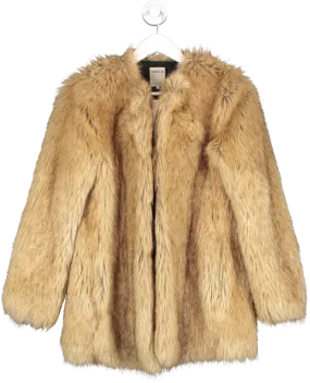 ZARA Brown Faux Fur Coat UK S