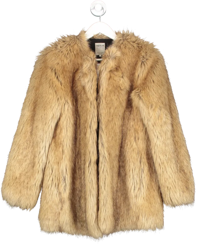 ZARA Brown Faux Fur Coat UK S